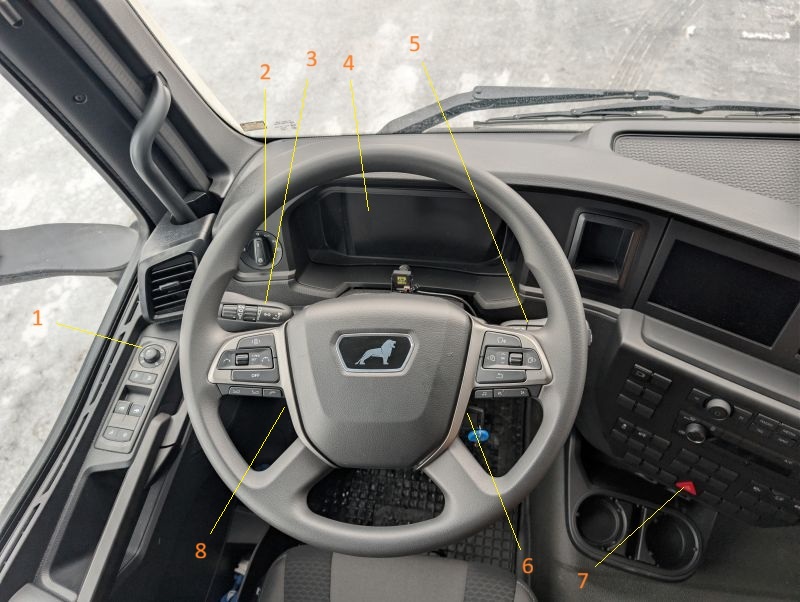 Wnętrze kabiny ciągnika siodłowego